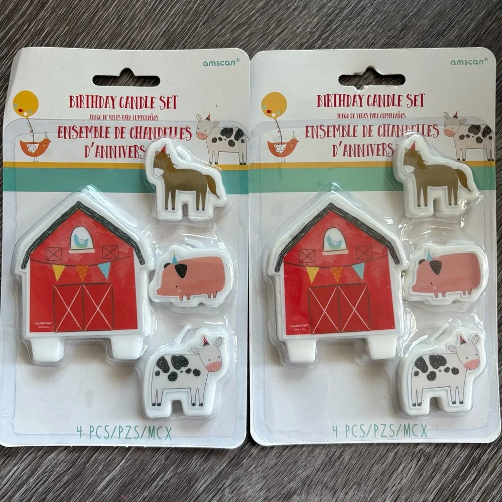Amscan Farm Animal Candle Set- Horse, Cow, Pig, and Red Barn